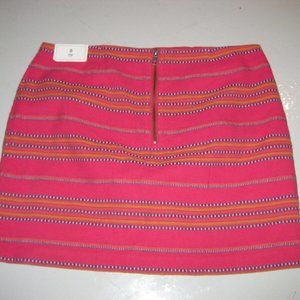 Gap NWT Red Stripe Ethnic Mini Skirt Cotton Lined Size 8 Colorful